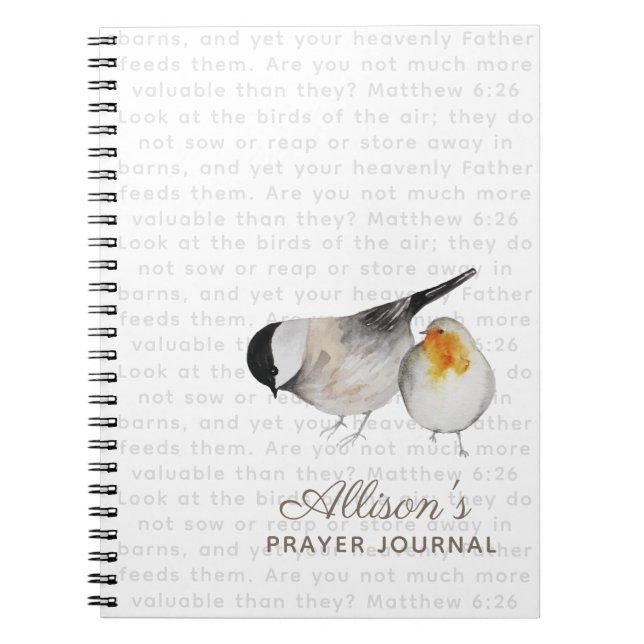 Matthieu 6:26 Journal de prière des oiseaux d'aqua (Devant)