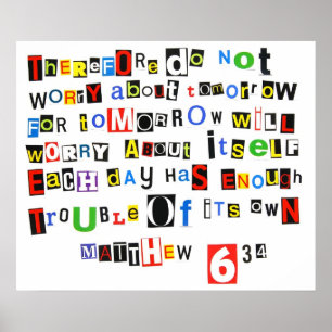 Matthieu 6:34 Poster de note de rançon