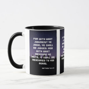 Matthieu 7:2 KJV Bible Verse Pic Mug à deux tons