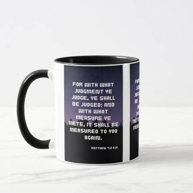 Matthieu 7:2 KJV Bible Verse Pic Mug à deux tons (Gauche)
