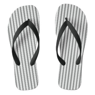 Mattress Ticking Striped Pattern in Black White Flip Flops