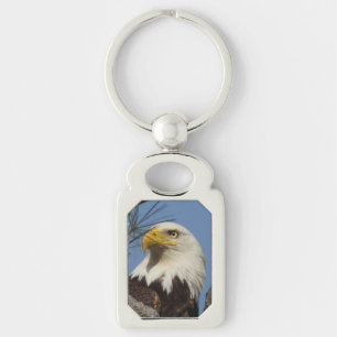 Mature Bald Eagle Close Up Head Keychain