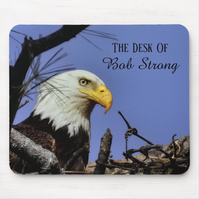 Mature Bald Eagle The desk of *Personalize* Mouse Pad (Front)