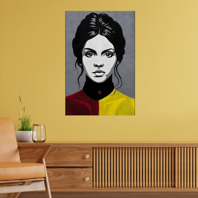 Mature girl, in double colour frame poster (Living Room 2)