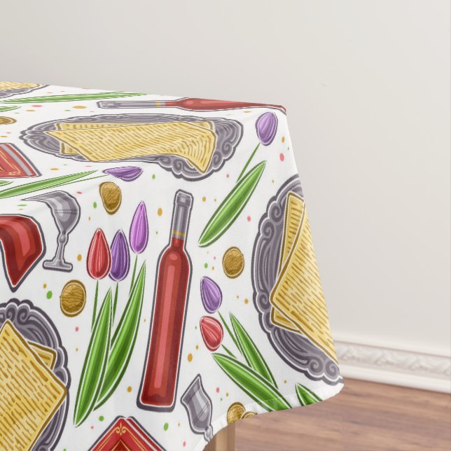 Matzah Flatbread And Wine Tablecloth (In Situ)