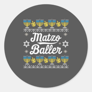 Matzo Baller Long Sleeve Funny Hanukkah Gifts Classic Round Sticker