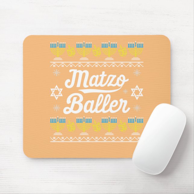Matzo Baller Long Sleeve Funny Hanukkah Gifts Mouse Pad (With Mouse)