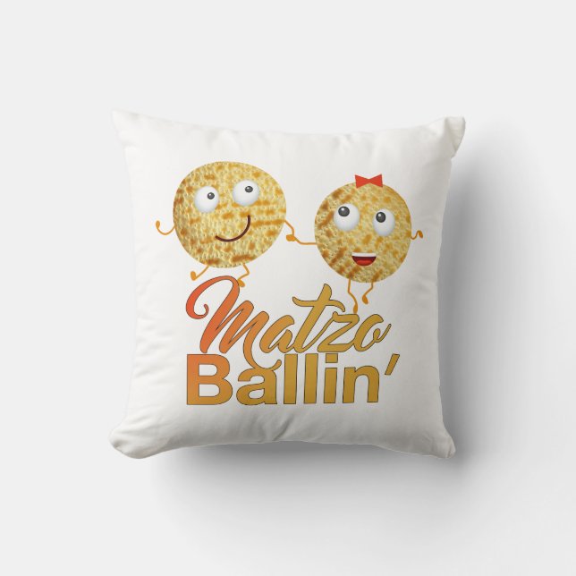 Matzo Ballin'. Passover, Pesach Seder Throw Pillow (Front)