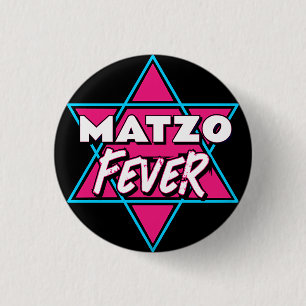 Matzo Fever Blue Pink 70s Disco Star Jewish 1 Inch Round Button