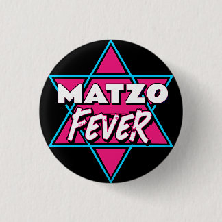 Matzo Fever Blue Pink 70s Disco Star Jewish 1 Inch Round Button