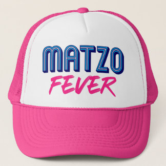 Matzo Fever Blue Pink 70s Jewish Retro Slogan Trucker Hat