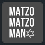 Matzo Matzo Man Jewish Hanukkah  Square Sticker<br><div class="desc">Jewish holiday humour,  Hanukkah parody,  funny Jewish shirt,  matzo pun,  Matzo Man joke,  retro Hanukkah joke,  festive Jewish gift,  Hanukkah 2025,  matzah song pun,  cultural food joke</div>