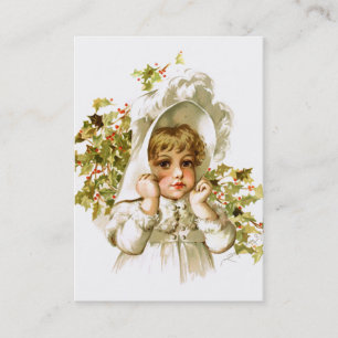 Maud Humphrey: Autumn Girl with Holly Business Card