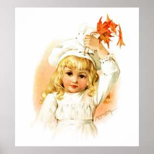 Maud Humphrey: Autumn Girl with Maple Leafs Poster