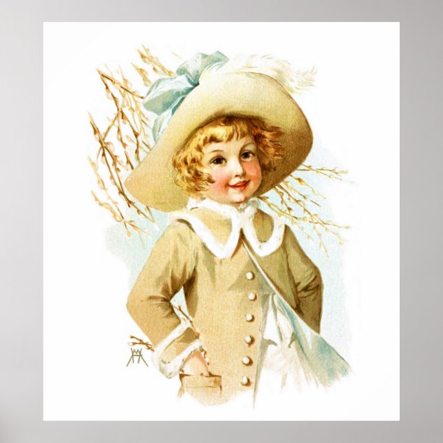 Maud Humphrey: Spring Girl under Willow Catkin Poster (Front)