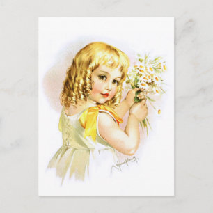 Maud Humphrey: Summer Girl with Daisies Postcard