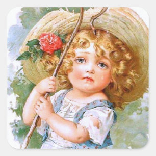 Maud Humphrey's Sweet Little Summer Girl Square Sticker