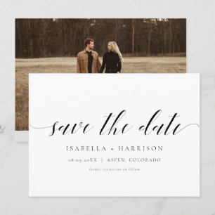 MAUDE   Minimalist Script Photo Save the Date Invitation
