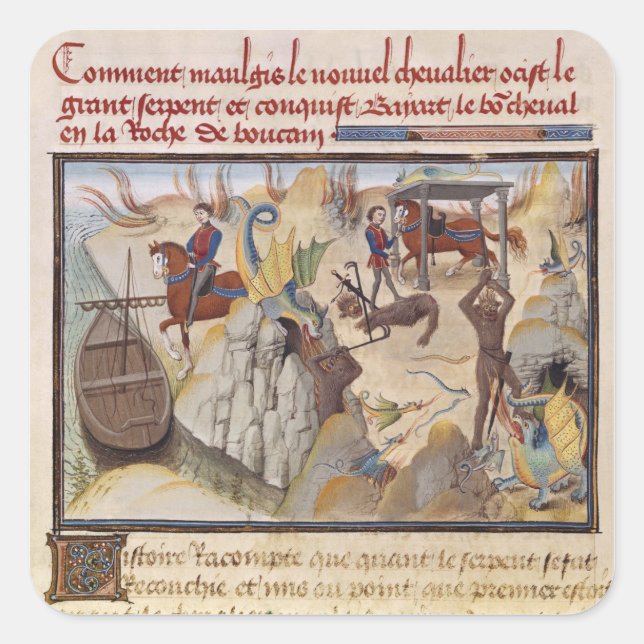 Maugis Fighting the Serpent Square Sticker (Front)
