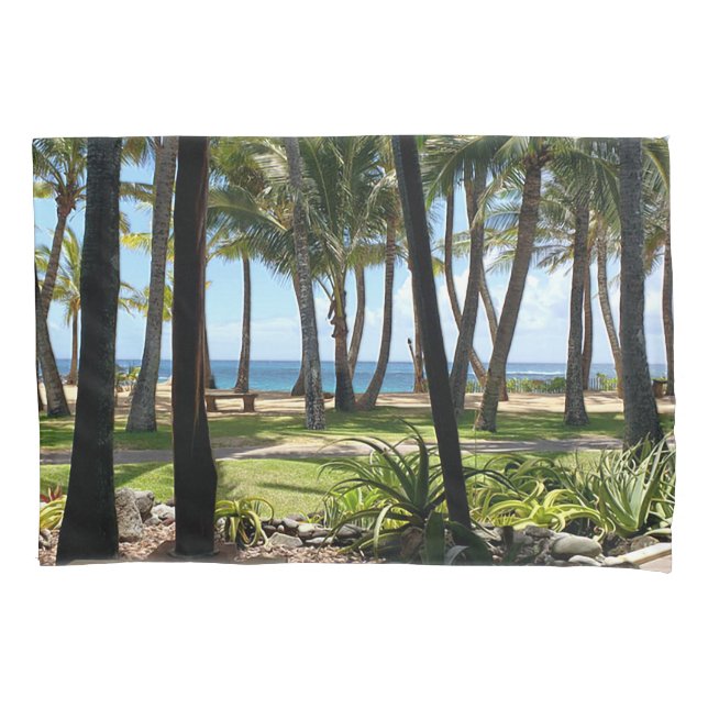 Maui Beach Hawaii Palm Trees Pillowcase (Front)