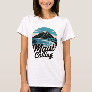 Maui Calling – Retro Hawaiian Sunset Beach T-Shirt