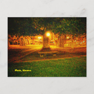 maui, carte postale hawaii avec photo de banyan tr