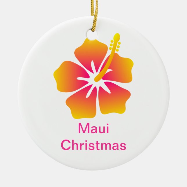 Maui Christmas Ceramic Ornament (Front)