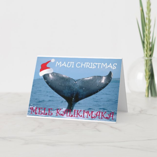 MAUI CHRISTMAS "MELE KALIKIMAKA" WHALE TAIL CARD (Front)