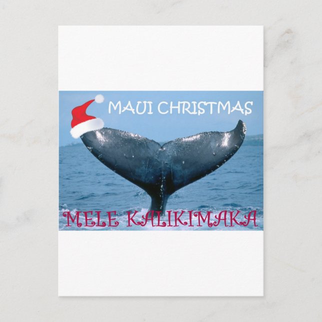 MAUI CHRISTMAS "MELE KALIKIMAKA" WHALE TAIL CARD (Front)