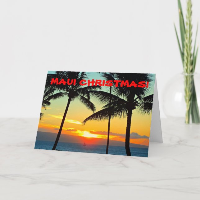 "MAUI CHRISTMAS"   MERRY CHRISTMAS ISLAND STYLE HOLIDAY CARD (Front)