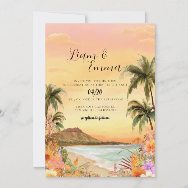 Maui Hawaii Beach Destination Wedding Invitation (Front)