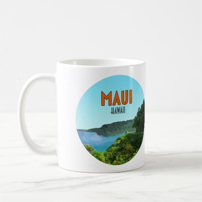 Maui Hawaii Coast Hana Road Vintage Coffee Mug (Left)