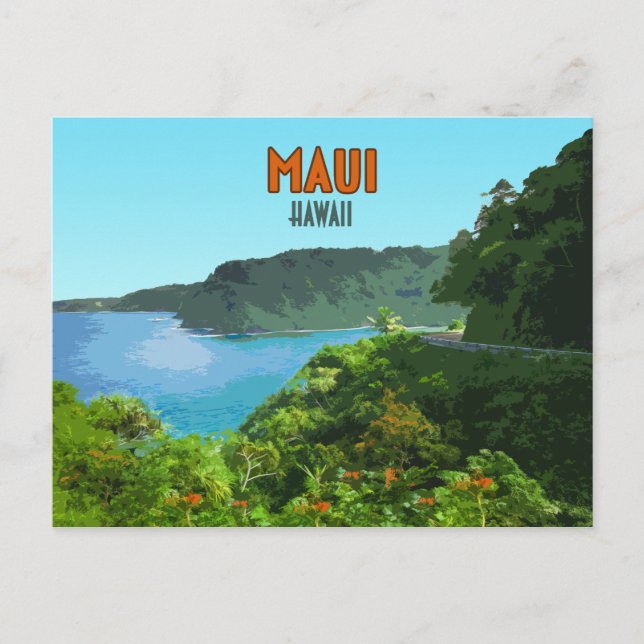 Maui Hawaii Coast Hana Road Vintage Postcard (Front)