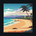 Maui Hawaii Kaanapali Beach Vintage Retro Magnet<br><div class="desc">Display the beach,  palm trees,  and green,  mountainous coastline of Kaanapali Beach on Maui,  Hawaii,  USA.</div>