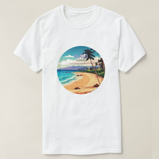 Maui Hawaii Kaanapali Beach Vintage Retro T-Shirt (Design Front)