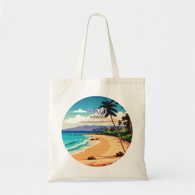 Maui Hawaii Kaanapali Beach Vintage Retro Tote Bag (Front)