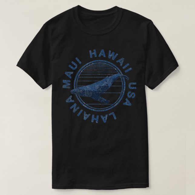 Maui Hawaii Lahaina Vintage Whale Retro  T-Shirt (Design Front)
