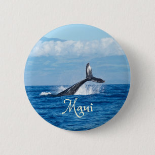 Maui Hawaii Ocean Whale Tail 2 Inch Round Button