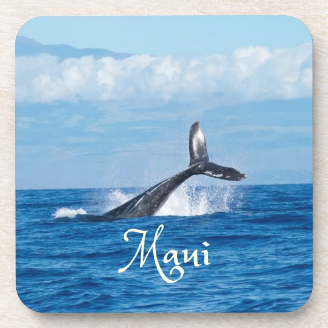 Maui Hawaii Ocean Whale Tail Coaster (Front)