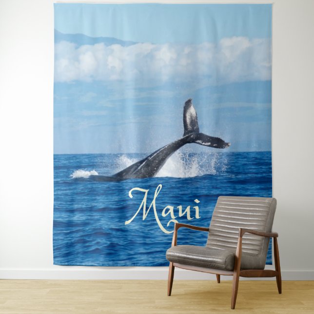 Maui Hawaii Ocean Whale Tail Tapestry (In Situ)