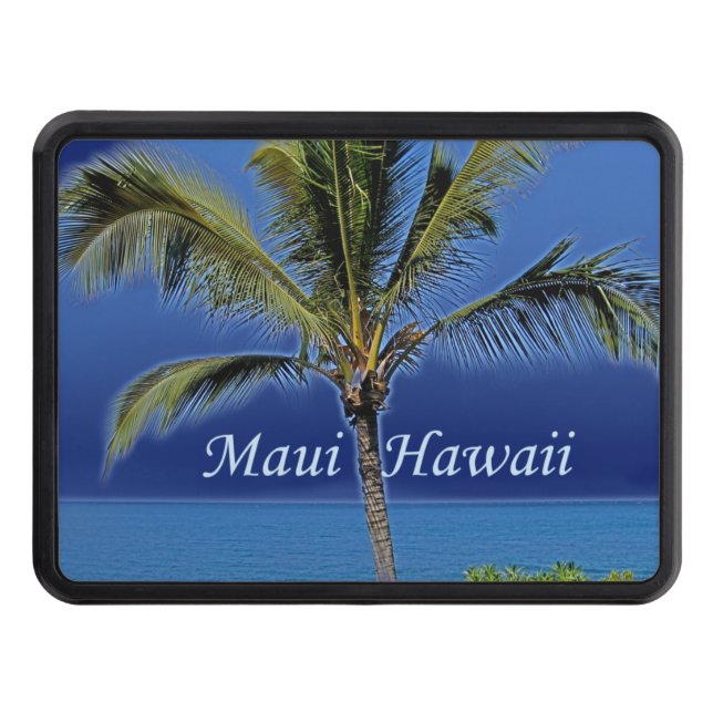 Maui Hawaii Palm Tree Ocean Photography Trailer Hitch Cover (Front)