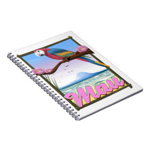Maui Hawaii parrot tropical travel poster Notebook