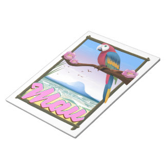 Maui Hawaii parrot tropical travel poster Notepad