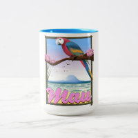 Maui Hawaii parrot tropical travel poster