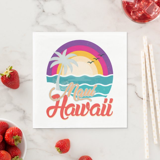 Maui Hawaii Sunset Beach Waves Napkin (Insitu)