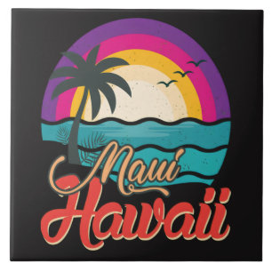 Maui Hawaii Sunset Beach Waves Tile
