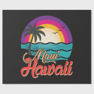Maui Hawaii Sunset Beach Waves Wrapping Paper