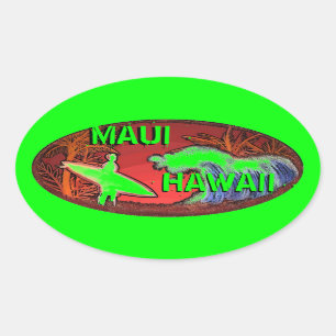 Maui Hawaii surfer vert vagues art autocollants