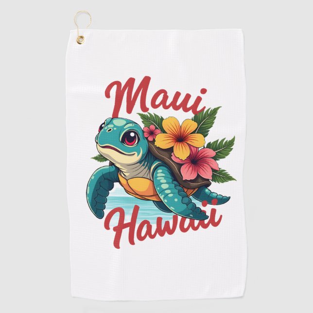 Maui Hawaii T Shirt Girl Women Kids Sea Turtle Haw Golf Towel (Front)