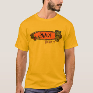 Maui Hawaii tiki surfboard art guys tee